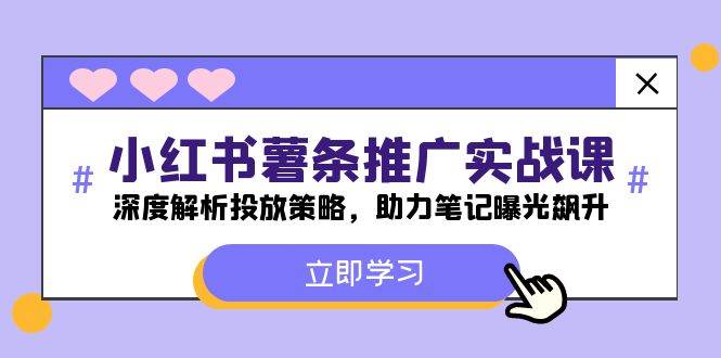 小红书-薯 条 推 广 实战课：深度解析投放策略，助力笔记曝光飙升-易学副业