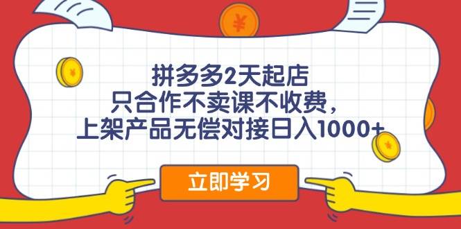 拼多多0成本开店，只合作不卖课不收费，0成本尝试，日赚千元+-易学副业