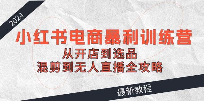 2024小红书电商暴利训练营：从开店到选品，混剪到无人直播全攻略-易学副业